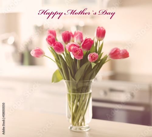 Fresh bouquet of tulips in ...