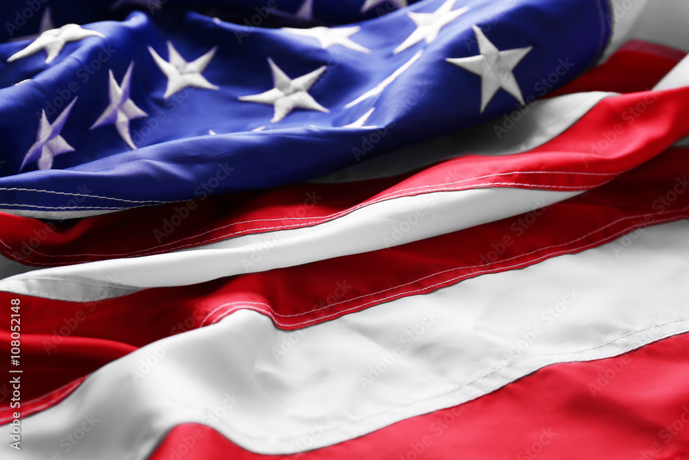 USA national flag on wooden background, close up USA national flag on wooden background, close up