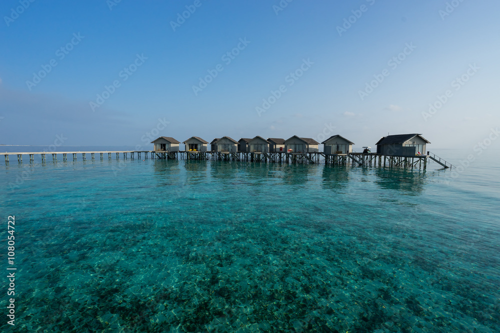 Maldives island, water villas resort