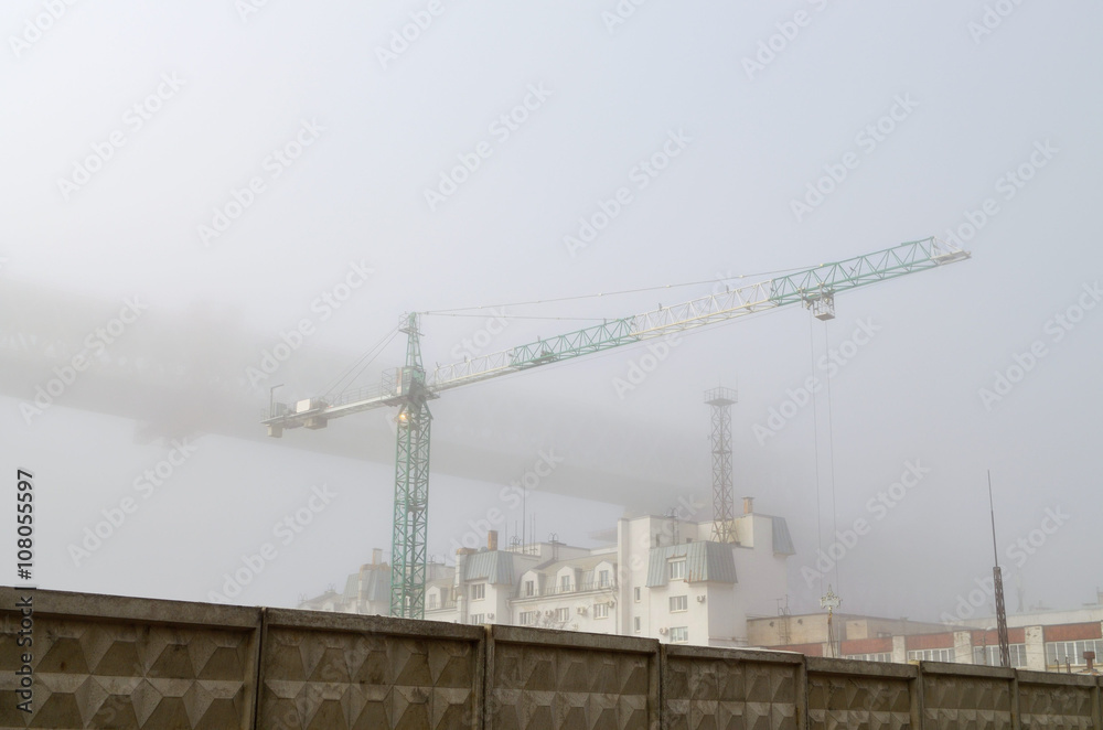 Tower crane at a construction site.