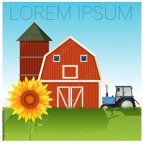 Farm banner with sunflower