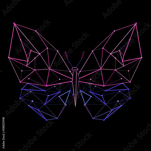  line low poly  butterfly