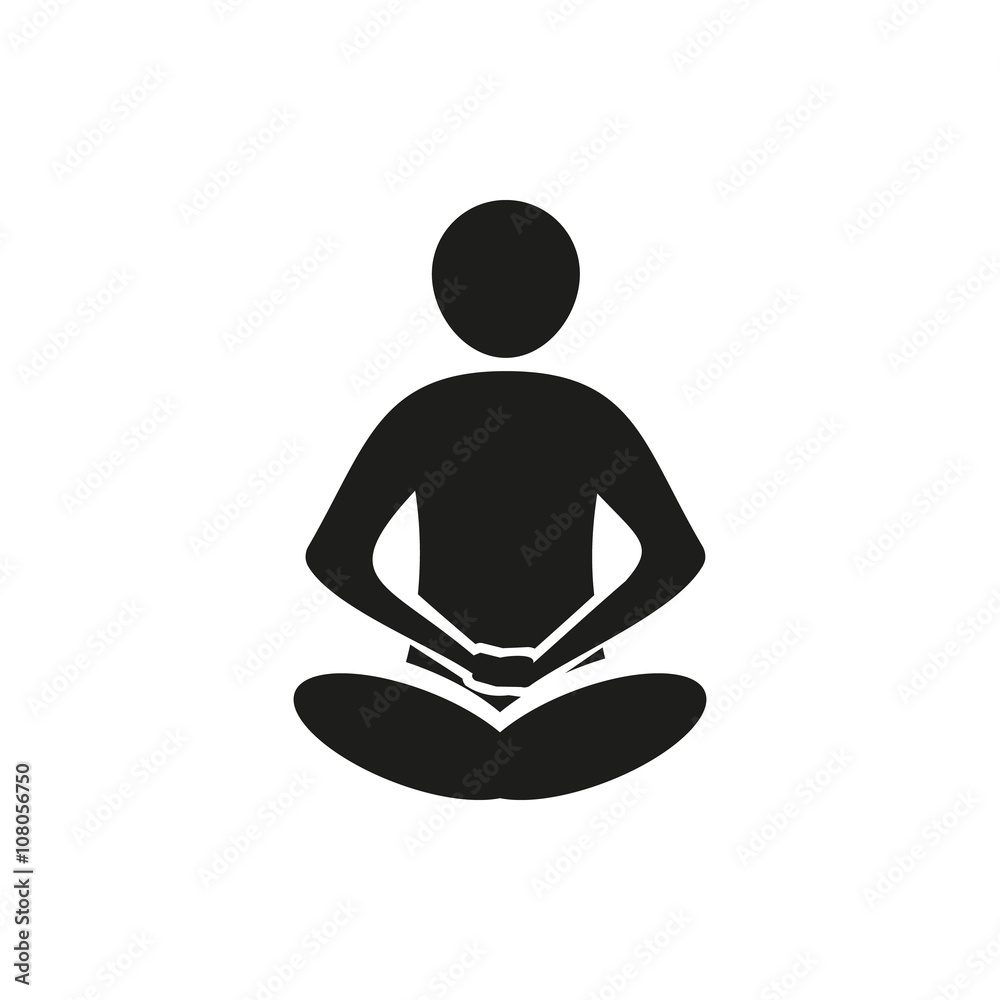 Yoga meditation vector simple black icon on white background