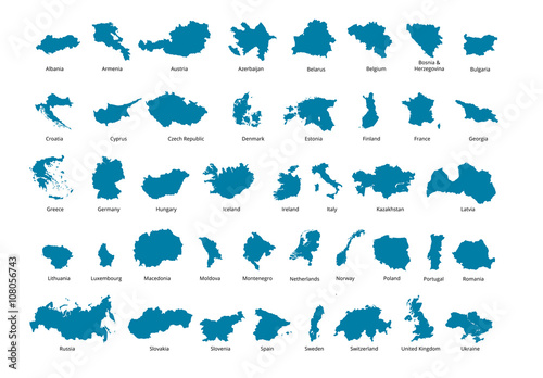 Colorful European countries political map with clearly labeled, separated layers. Vector illustration.