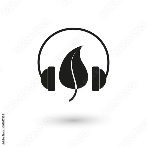  Leaf and headphones icon