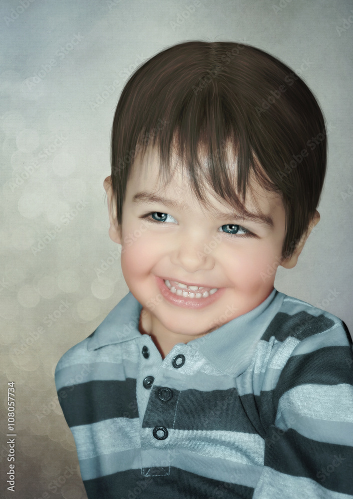 Little, happy boy laughing happily on an abstract background Little, happy boy laughing happily on an abstract background