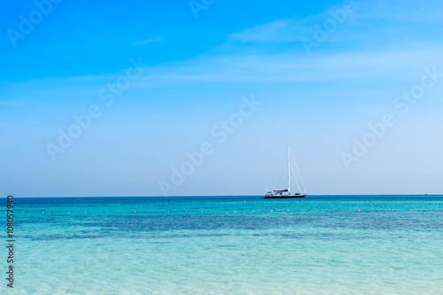 seascape of view for background with boat and sky