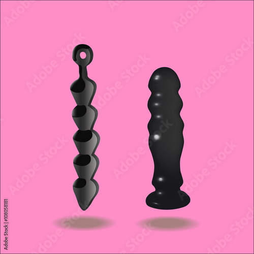 black Dildos on a pink background