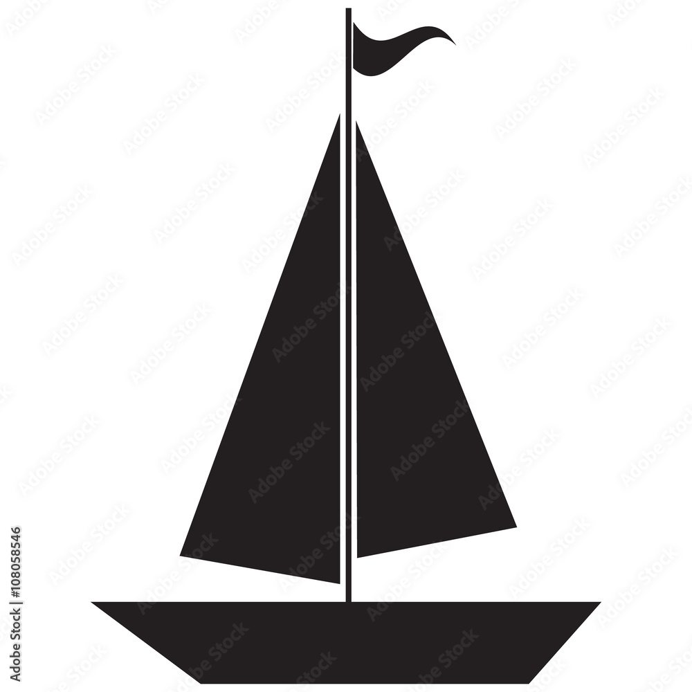 monochrome icon with sailboat