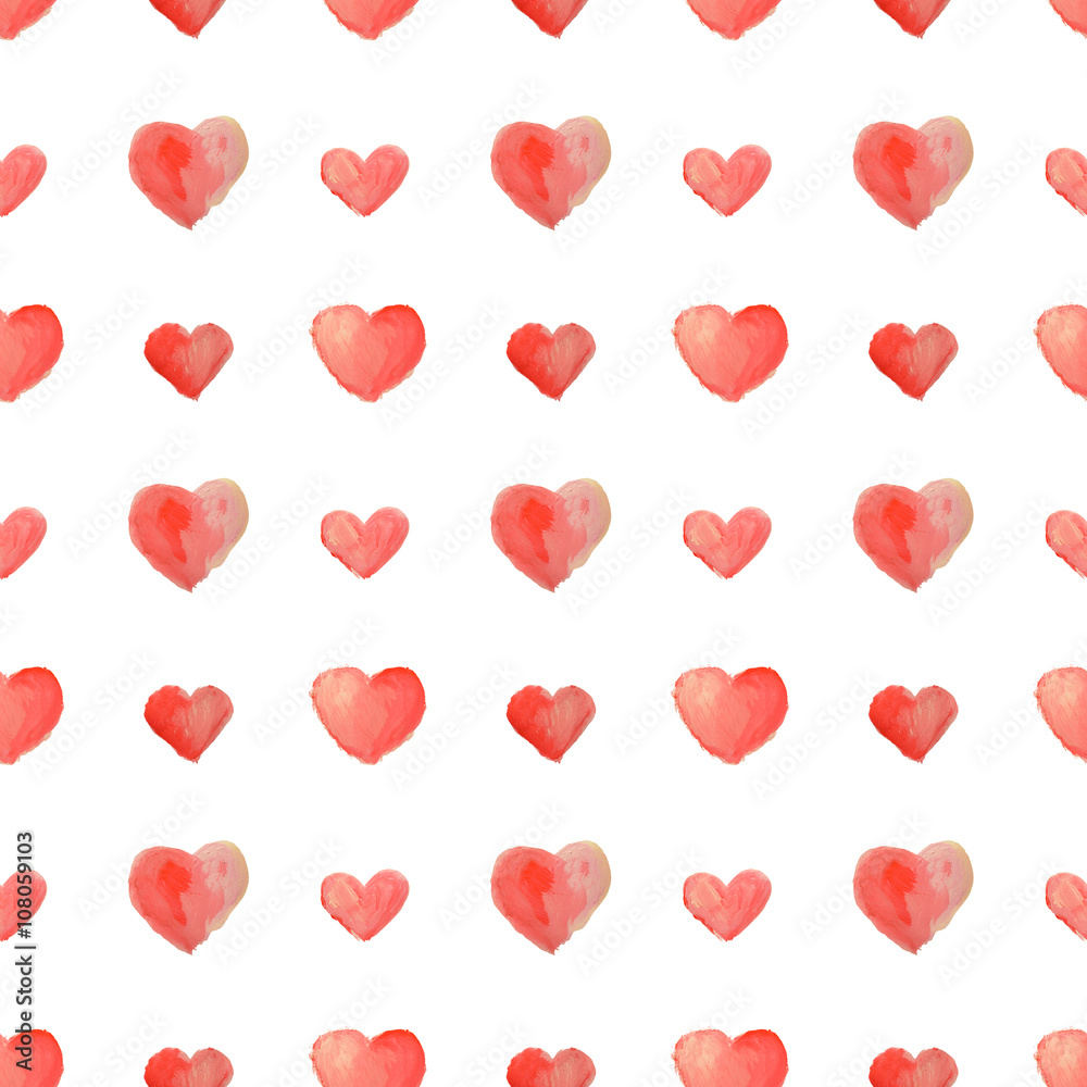 Seamless pattern of beautiful watercolor hearts Seamless pattern of beautiful watercolor hearts