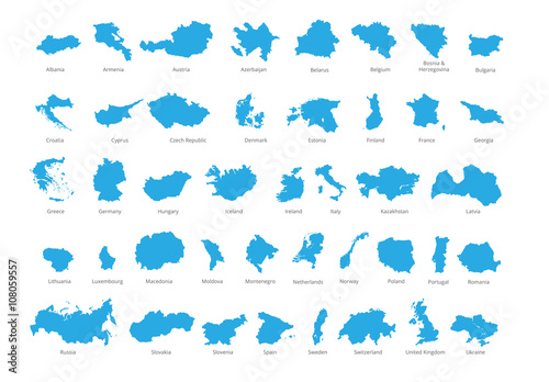 Colorful European countries political map with clearly labeled, separated layers. Vector illustration. © rb_octo