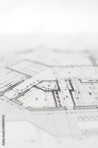 Wallpaper Mural architecture blueprint -  house plan Torontodigital.ca