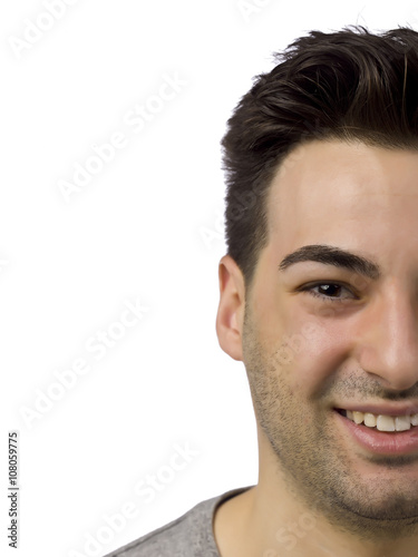 half face of a guy smiling