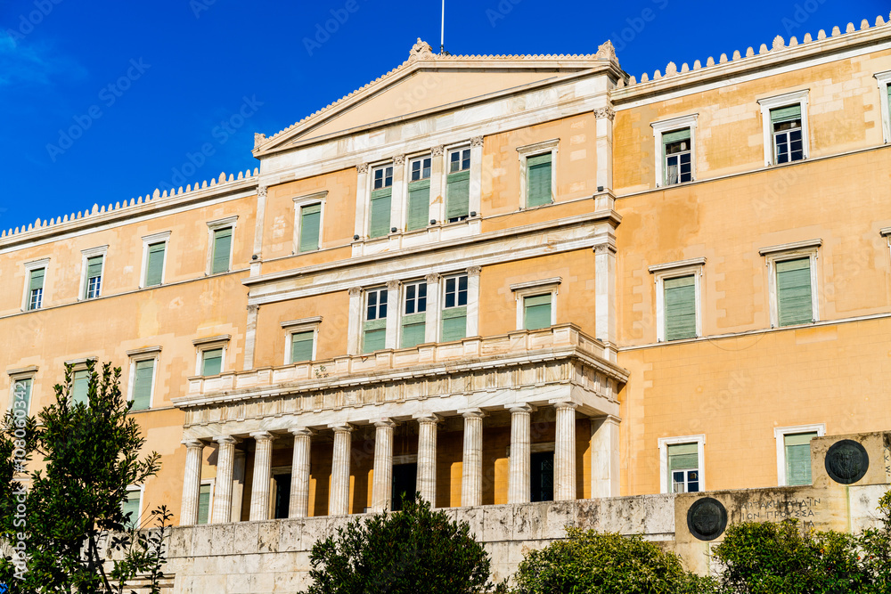 The Greek parliament building. Old royal palace. Syntagma square. Athens