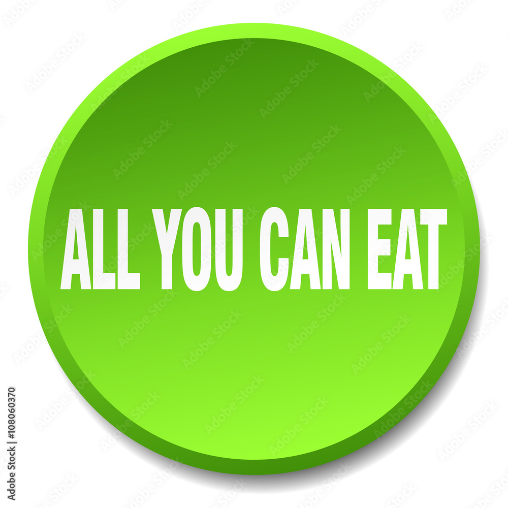 all you can eat green round flat isolated push button all you can eat green round flat isolated push button