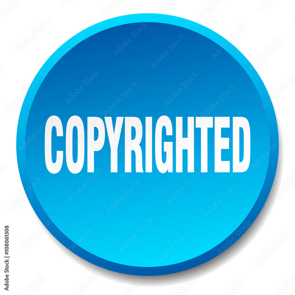 copyrighted blue round flat isolated push button copyrighted blue round flat isolated push button