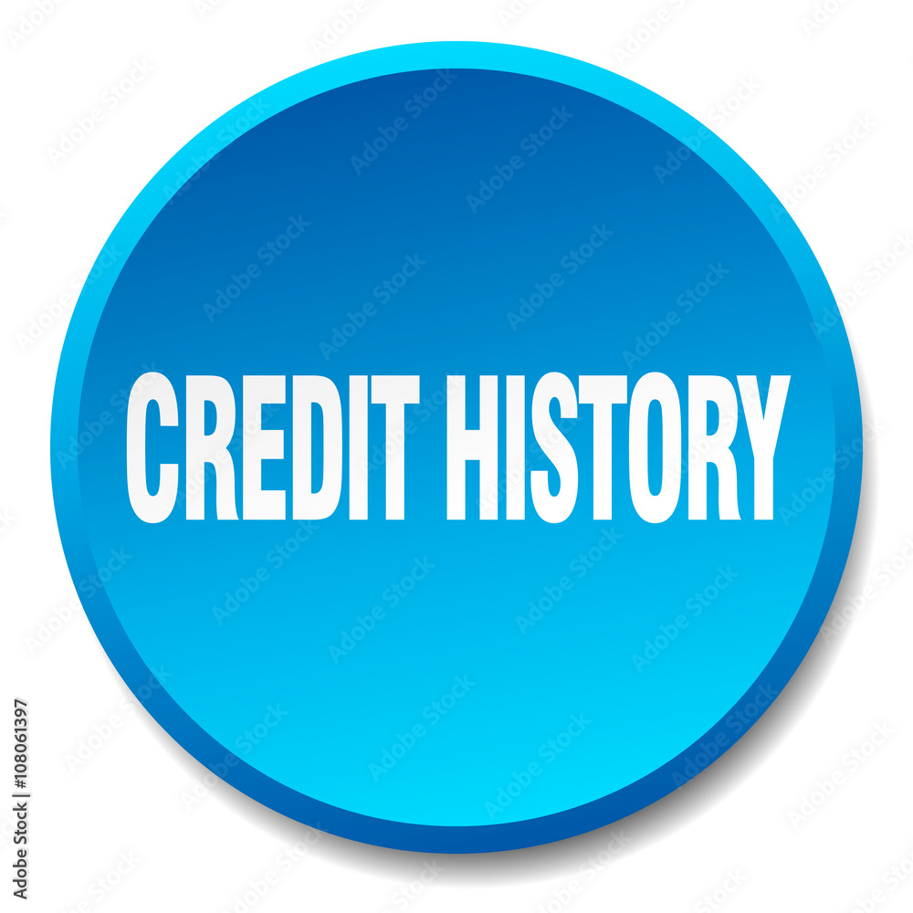 credit history blue round flat isolated push button credit history blue round flat isolated push button