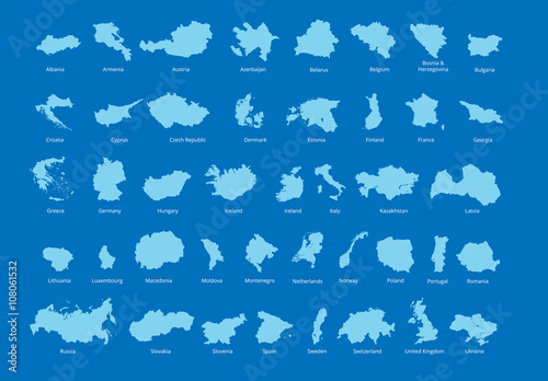 Colorful European countries political map with clearly labeled, separated layers. Vector illustration.