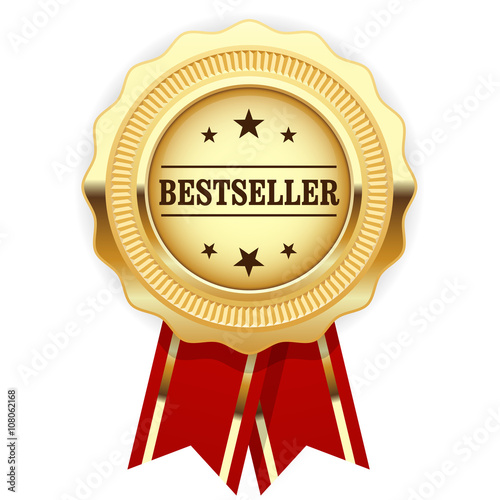 Golden medal Bestseller with red ribbon