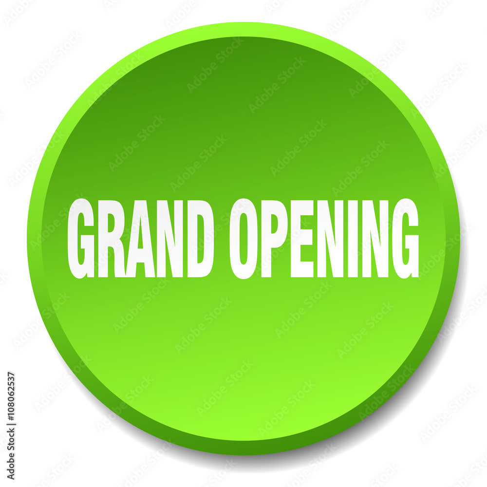 grand opening green round flat isolated push button grand opening green round flat isolated push button