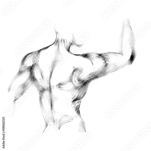Sketch of athletic man back