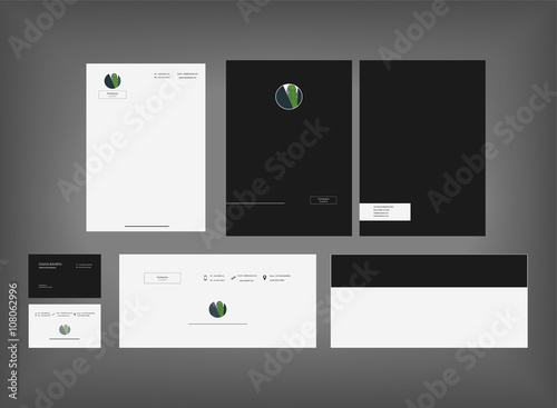 Minimal style Green Business stationery set