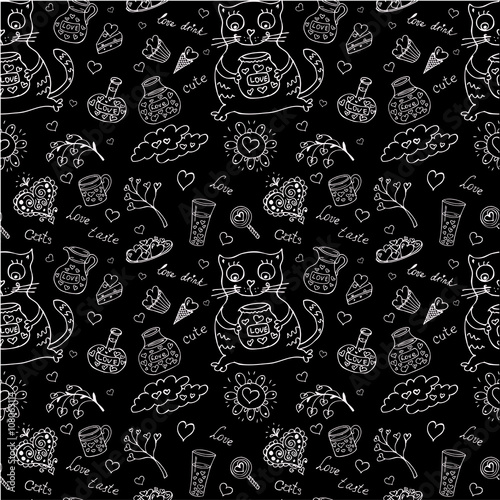 seamless pattern with different cute animals