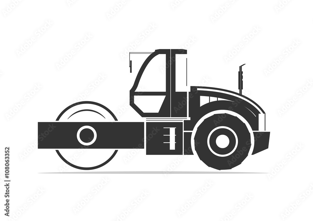 Naklejka premium Silhouette of road roller