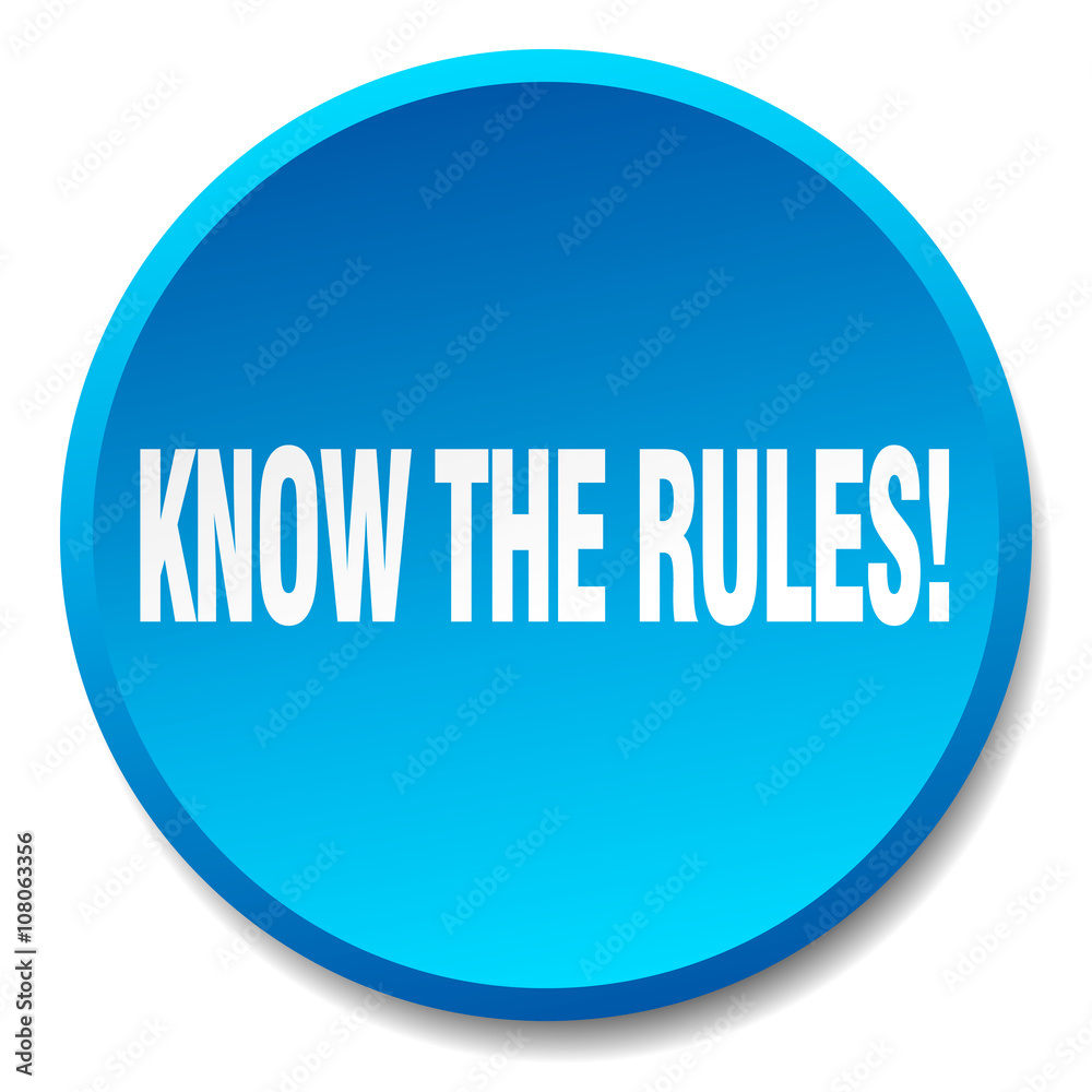 know the rules! blue round flat isolated push button know the rules! blue round flat isolated push button