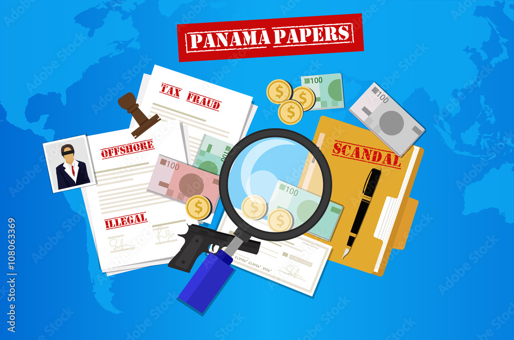 panama papers leaked document money laundering crime vector de Stock