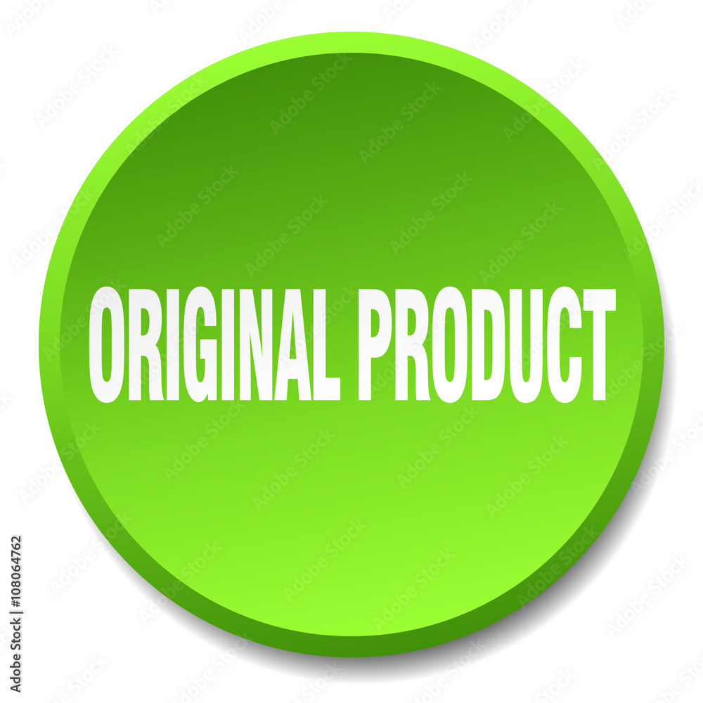 original product green round flat isolated push button original product green round flat isolated push button