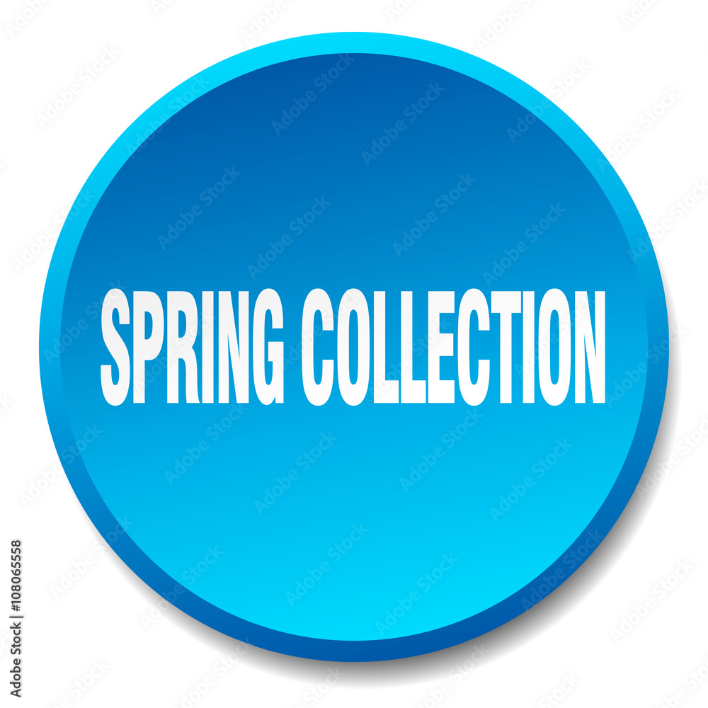 spring collection blue round flat isolated push button spring collection blue round flat isolated push button