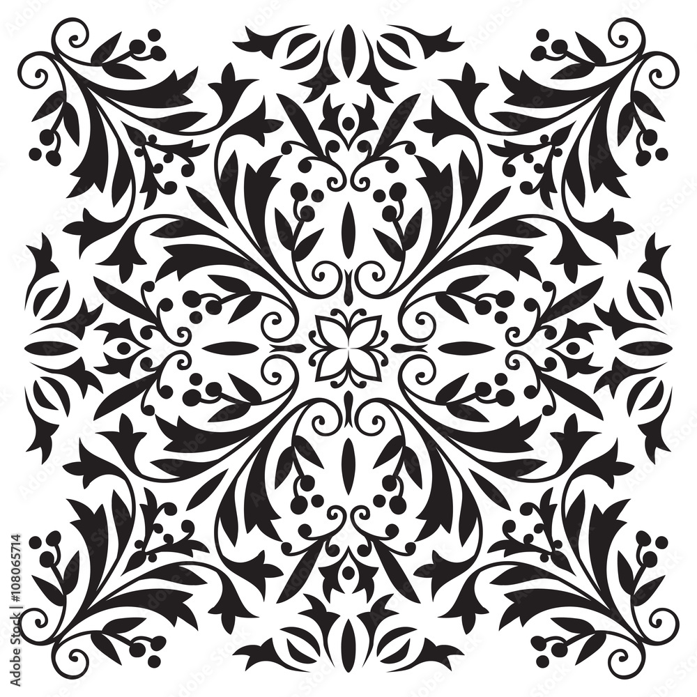 Hand drawing tile pattern in black and white colors. Hand drawing tile pattern in black and white colors.