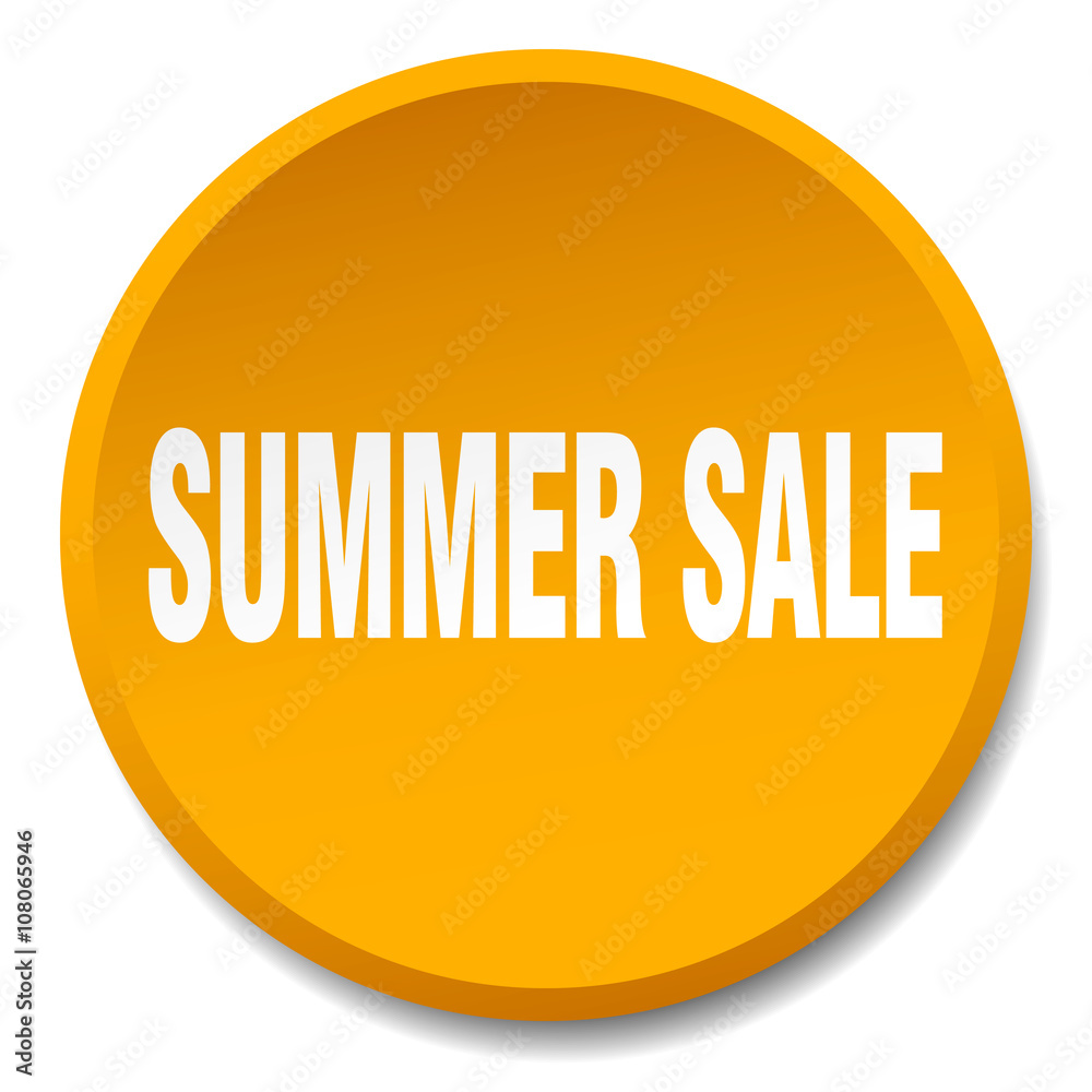 summer sale orange round flat isolated push button summer sale orange round flat isolated push button