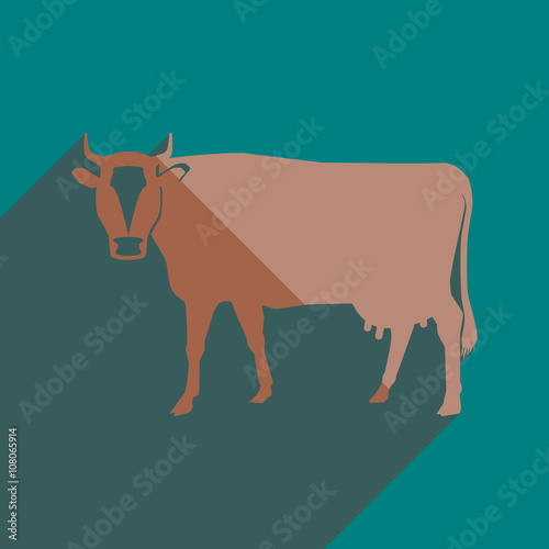 Flat icons with shadow of cow