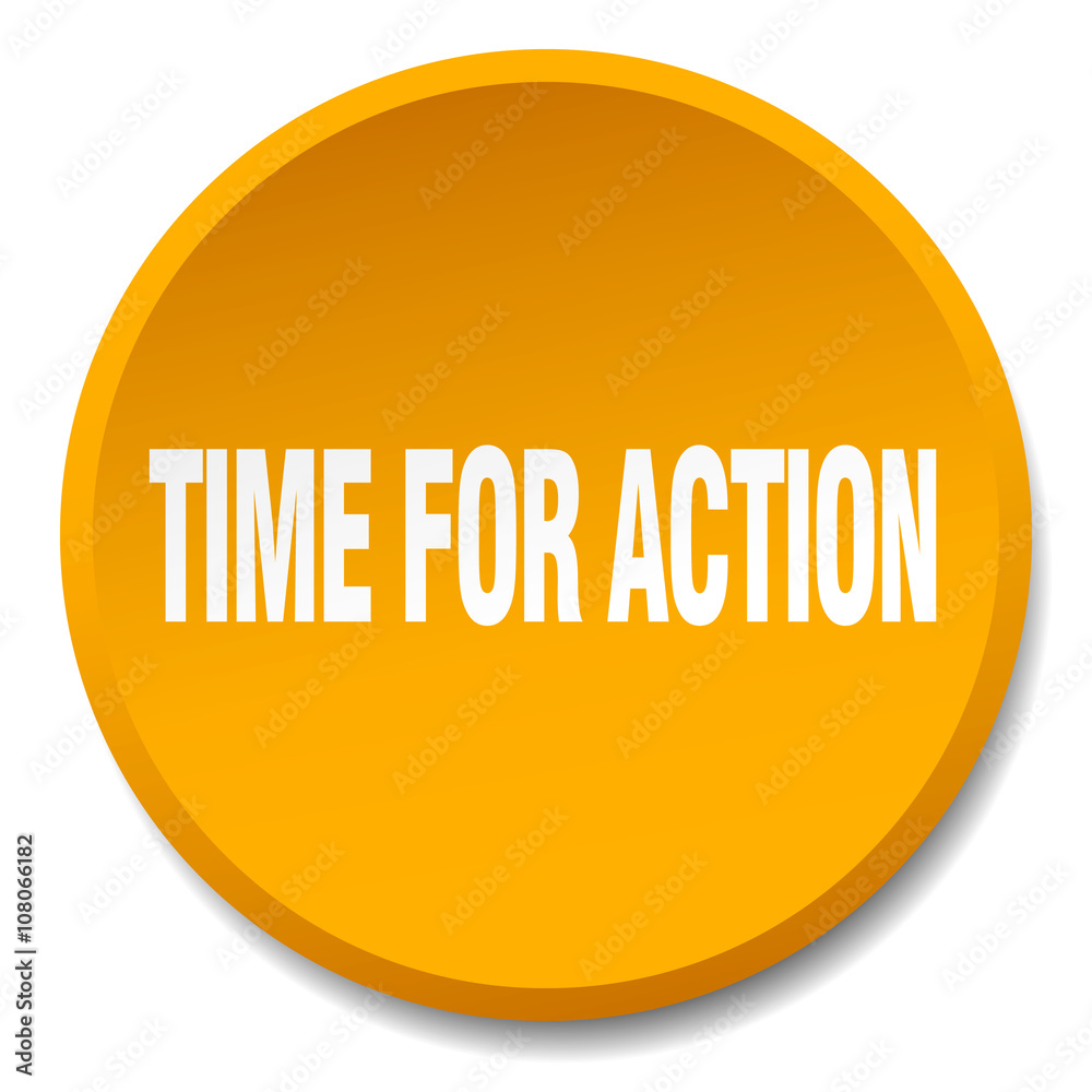 time for action orange round flat isolated push button time for action orange round flat isolated push button
