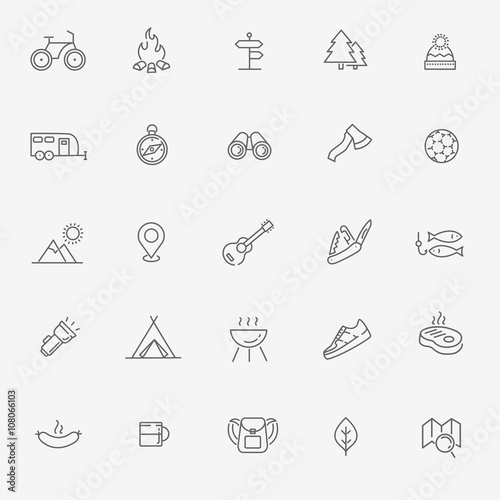 Camping, Hiking, Nature and Outdoor Activities icons