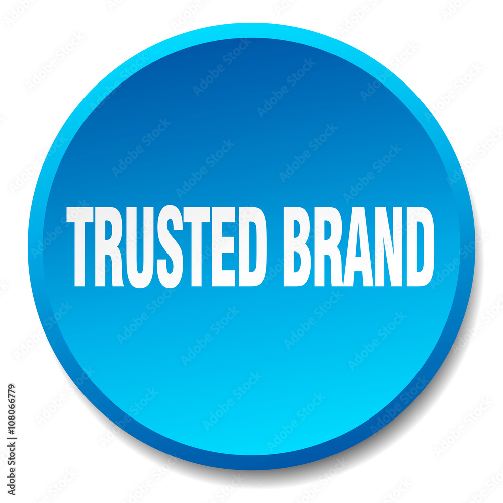 trusted brand blue round flat isolated push button trusted brand blue round flat isolated push button