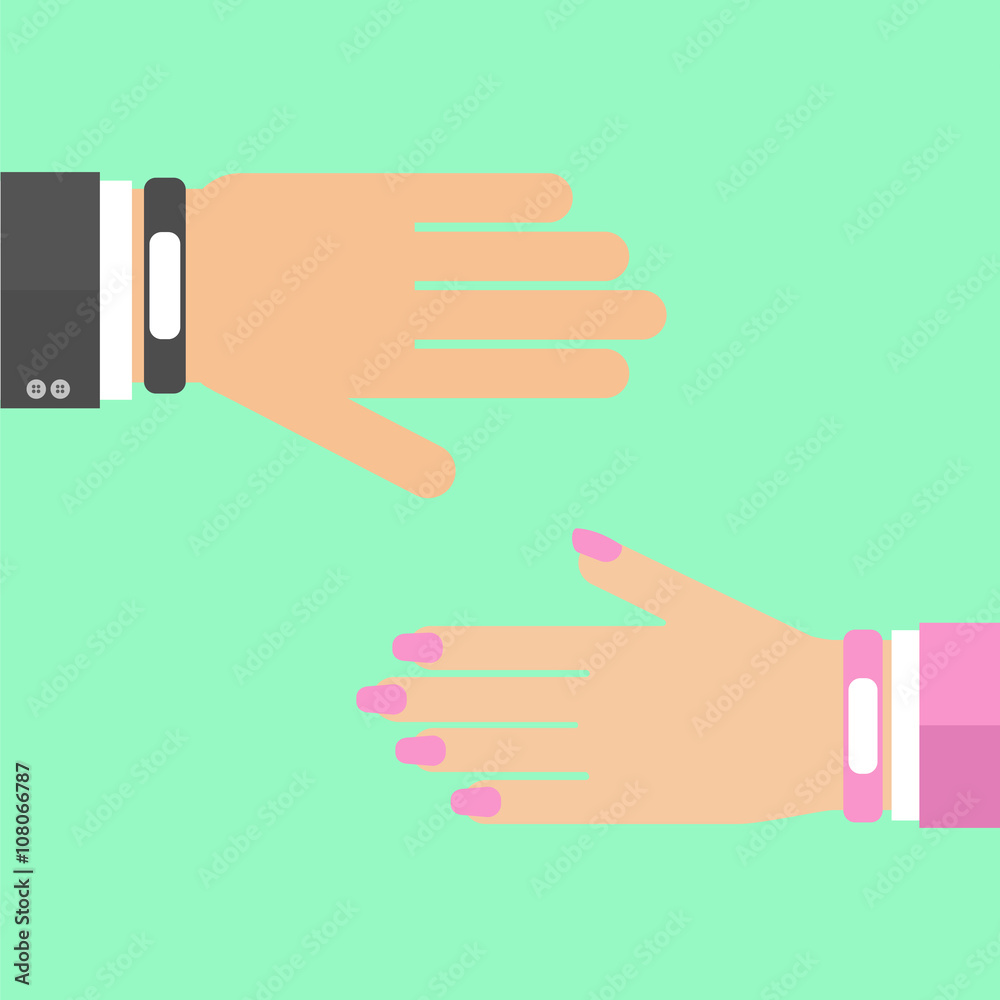hands with smart wristband bracelet