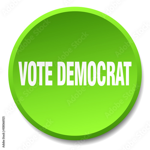 vote democrat green round flat isolated push button