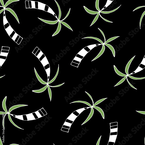 Beautiful seamless vector floral tropical pattern background with palm trees