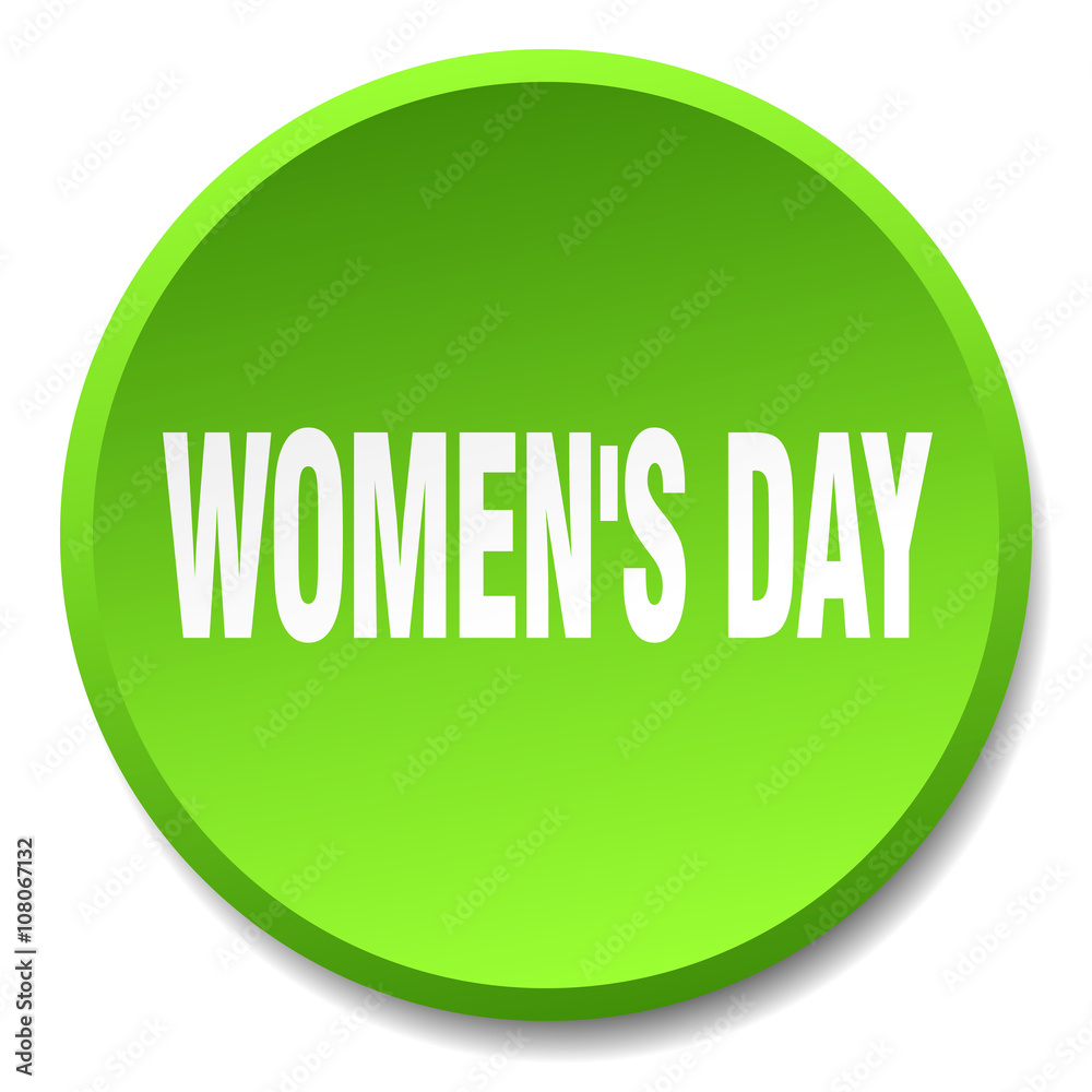 women's day green round flat isolated push button women's day green round flat isolated push button