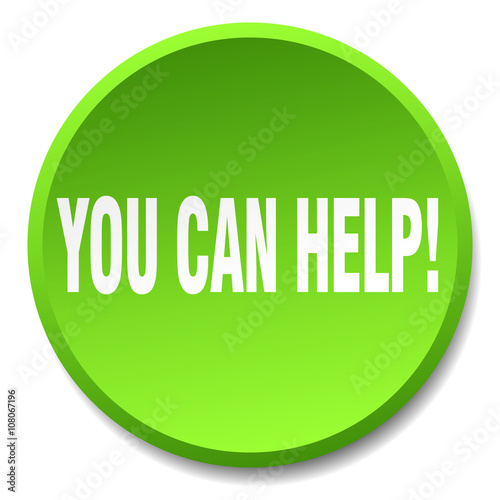 you can help green round flat isolated push button