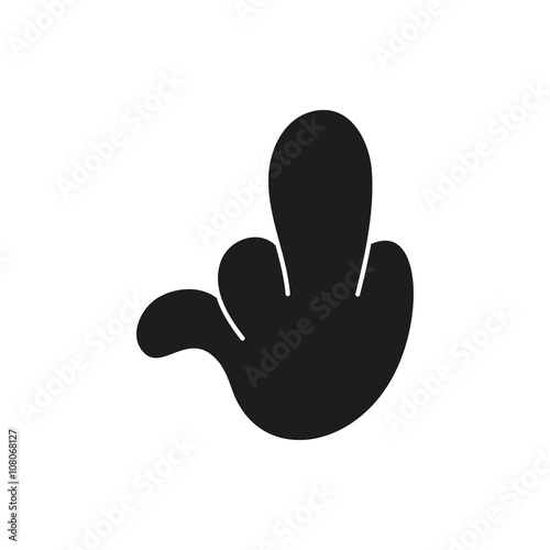 hand showing middle finger up. fuck you or fuck off. simple black minimal icon on white background