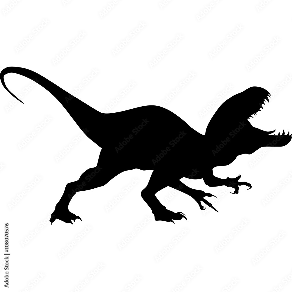 Dinosaur. Raptor tyrannosaurus vector black silhouette 