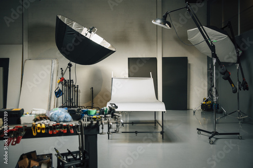 Empty set in photography studio