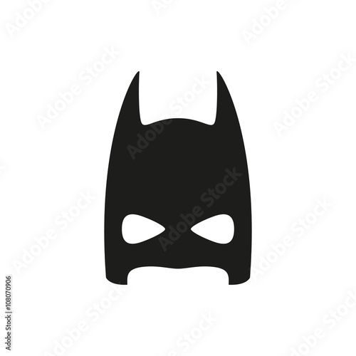 simple black super hero mask icon on white background