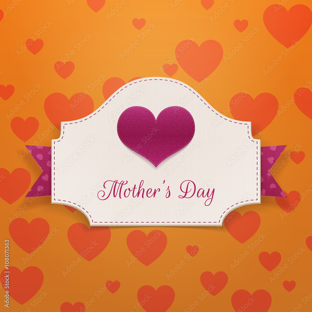 Mothers Day greeting Banner with big Heart