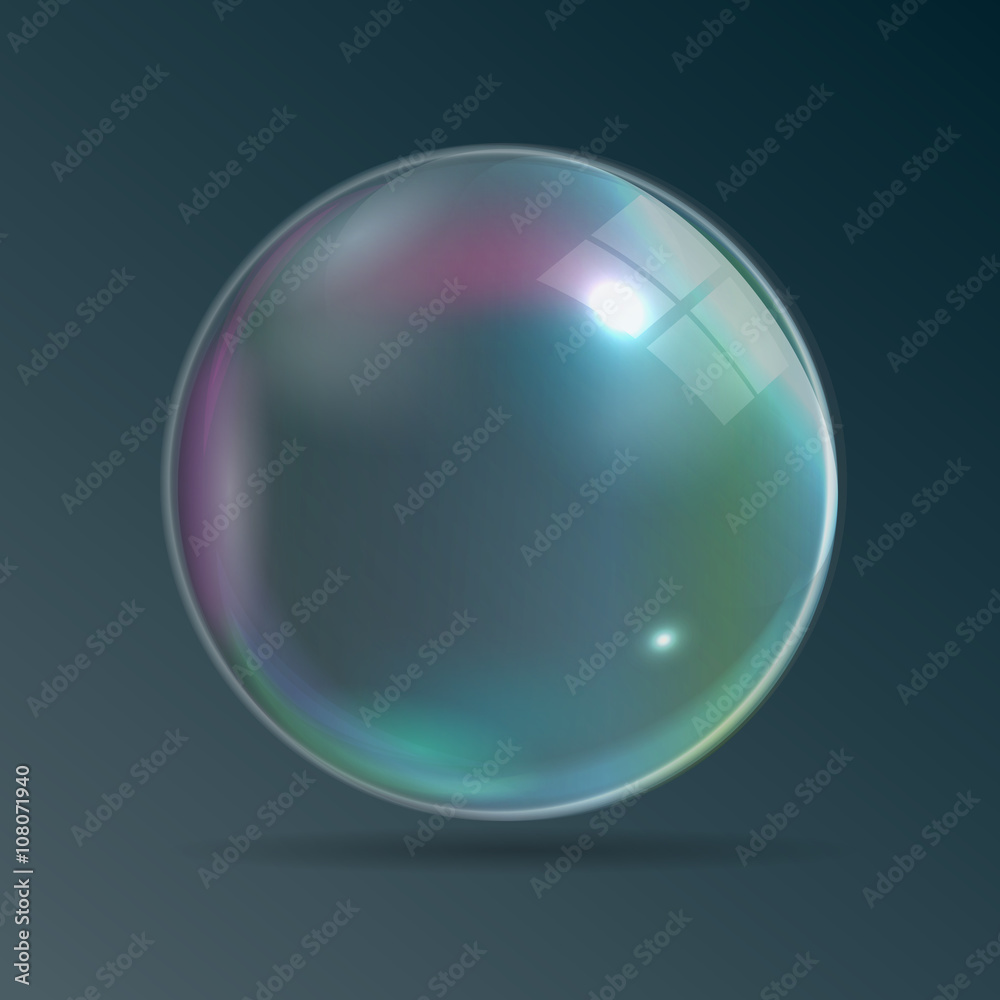 Transparent Bubbles on Dark Blue Background. Vector Illustration