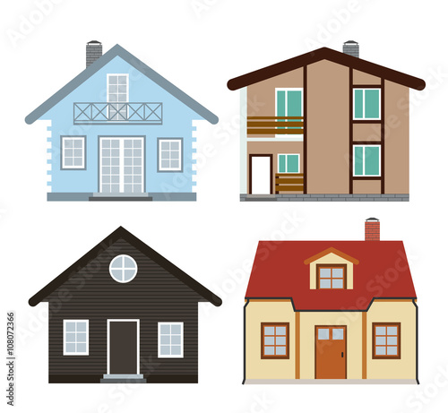 Flat House Icon Set Vector Illustration